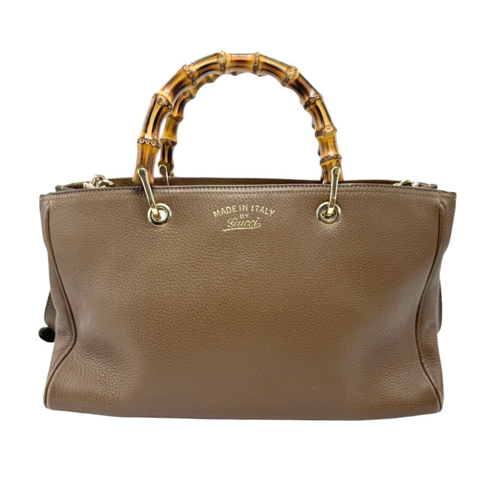 Gucci Bamboo Swing Leather Shoulder Bag Brown